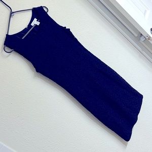 Navy blue textured ponte shift dress